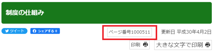 ページタイトルの下に掲載されているページ番号を示した図