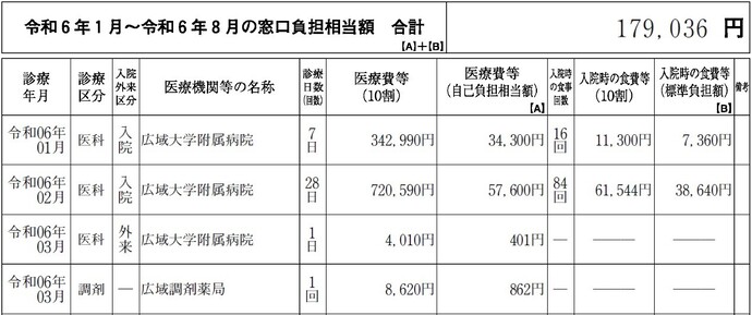 医療費等通知書のサンプル画像